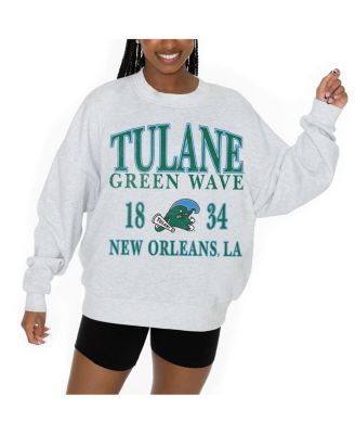 Women's Ash Tulane Green Wave Premium Fleece Pullover Sweatshirt