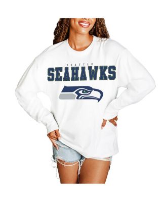 Women's White Seattle Seahawks Big Goals Oversized Long Sleeve T-Shirt