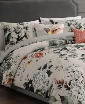 Vintage Bloom Bedding 100% Cotton Sateen 5 Piece King Size Reversible Comforter Set
