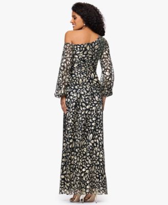 Petites Metallic Printed Long Dress