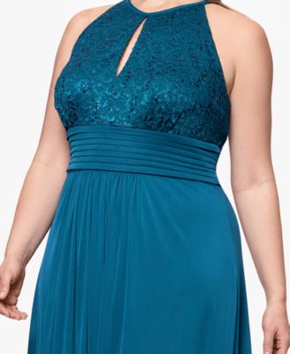 Plus Size Lace Long Halter Dress