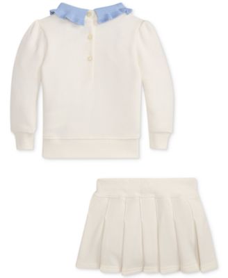 Baby Girls Terry Sweatshirt & Pleated Skort Set