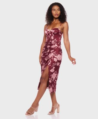 Juniors' Satin Sweetheart Midi Dress