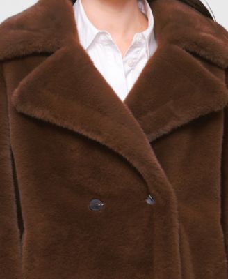 Women's Notched-Collar Faux-Fur Coat