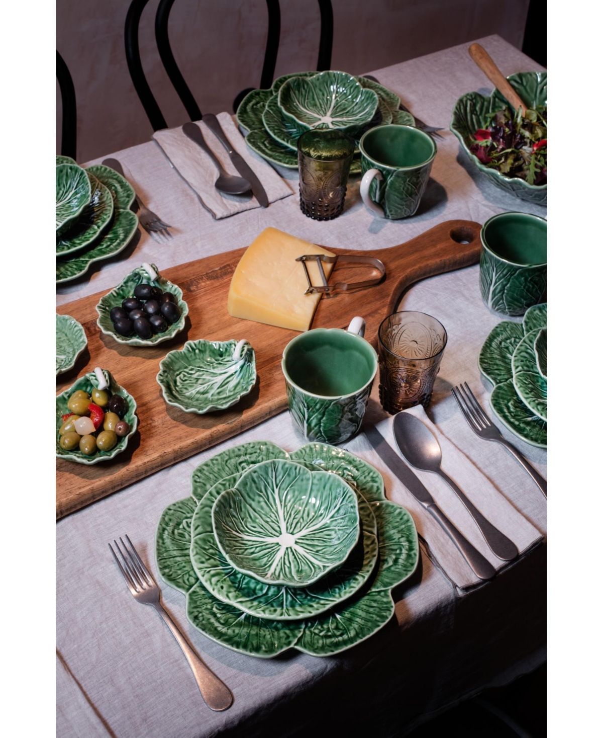 Bordallo Pinheiro Cabbage Salad Plates, Set Of 4 In Green