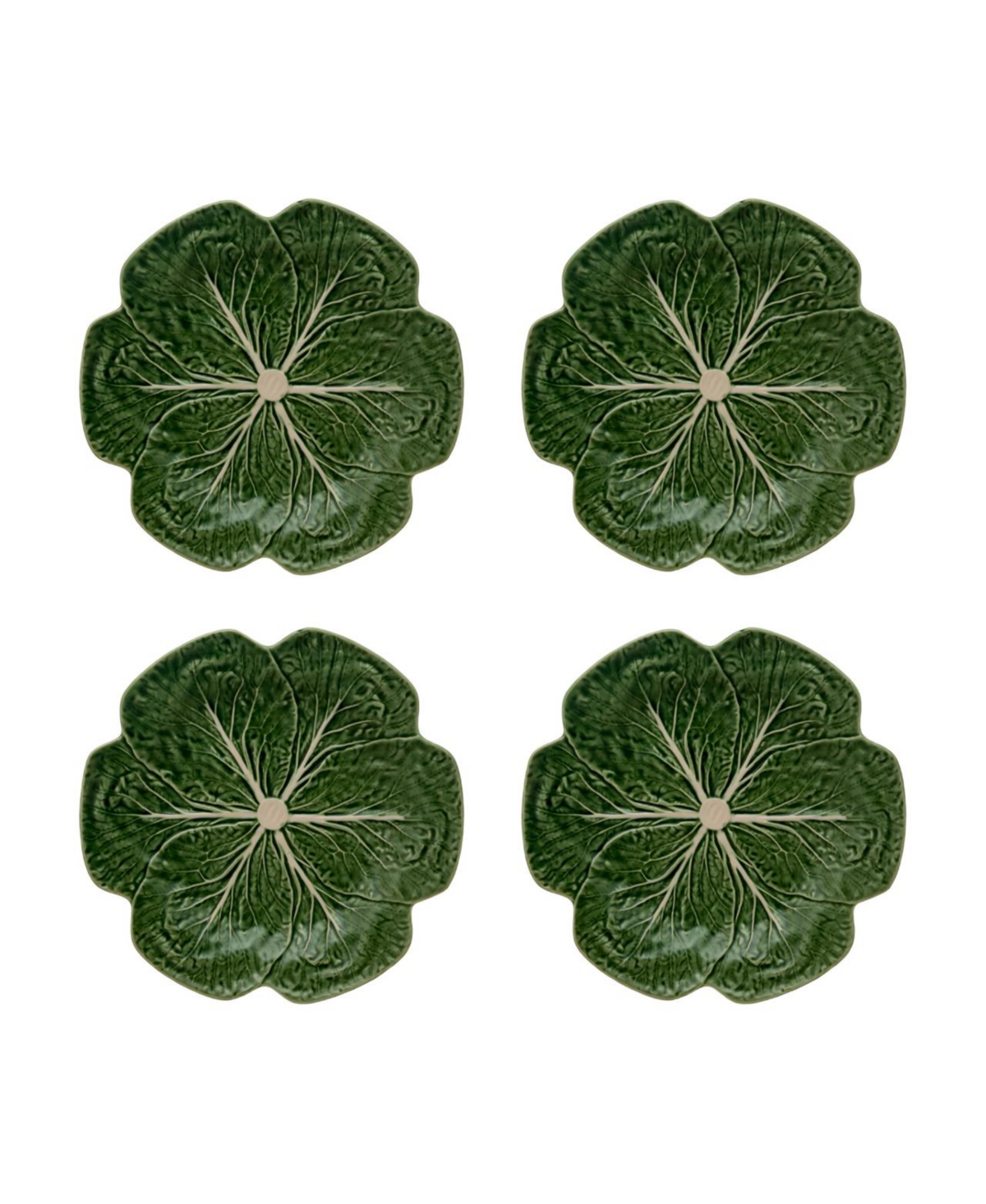 Bordallo Pinheiro Cabbage Dinner Plates, Set Of 4 In Green