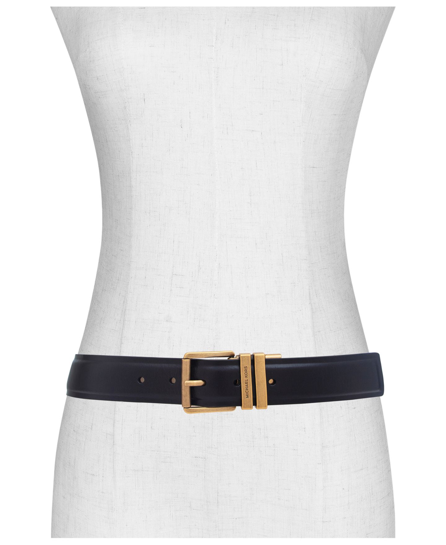 Женский ремень Michael Kors Micheal Kors Flattened Edge Reversible, цвет: Чёрный / Золотой — фото 7
