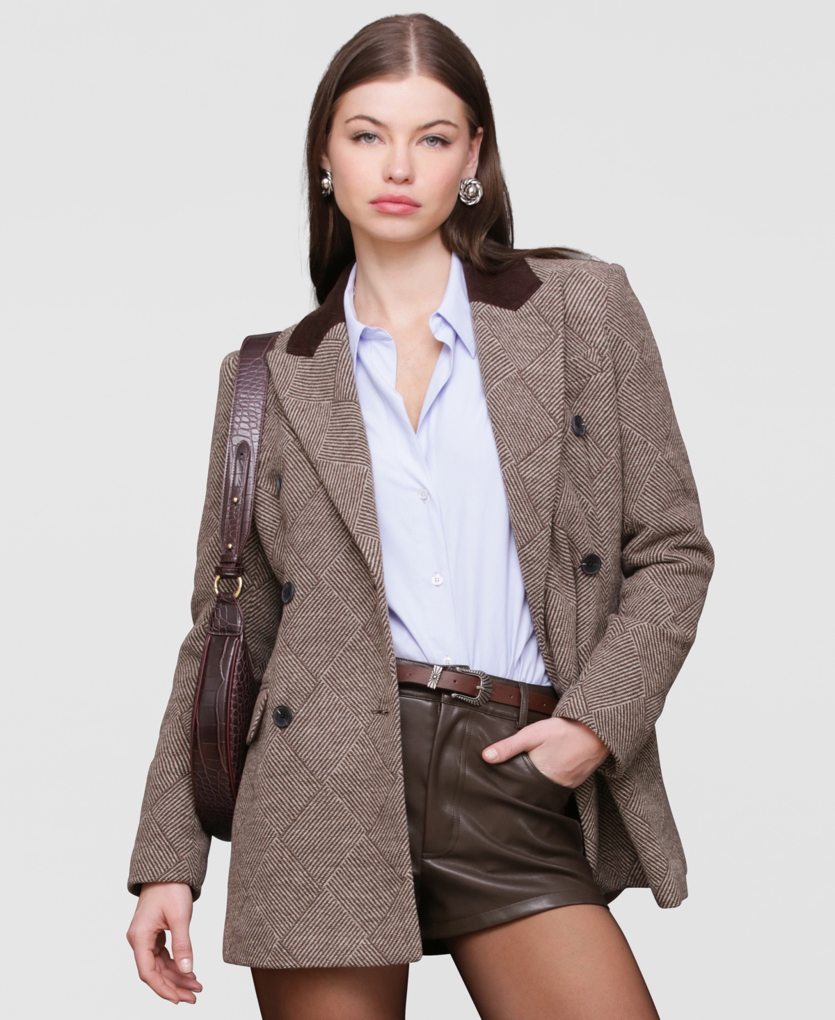 Avec Les Filles Women's Double-Breasted Blazer Coat