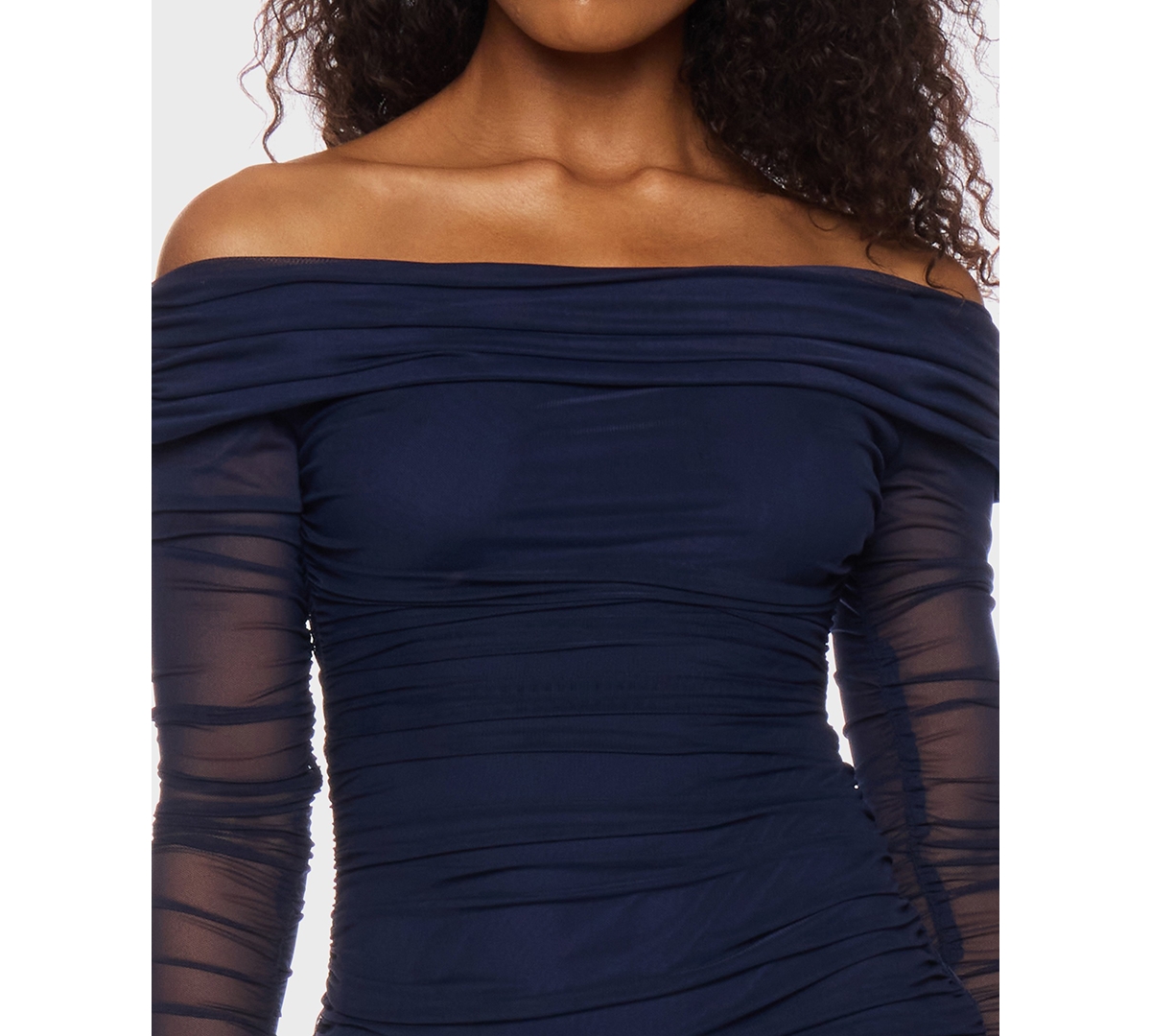 B Darlin Juniors' Off-the-shoulder Ruched Mini Dress In Blue