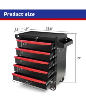 5-Drawer Rolling Metal Tool Chest with Wheels and Lock