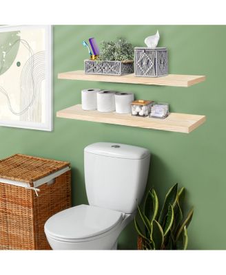 2 Pack 35" Solid Wood Floating Shelves