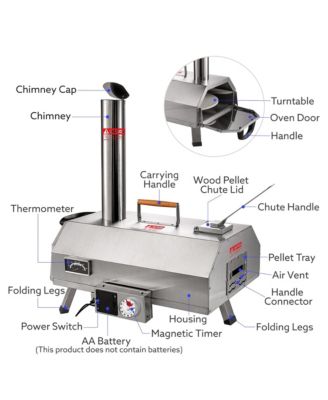 12" Outdoor Premium Stainless Steel Pizza Oven,Portable Automatic Rotatable Multi-Oven