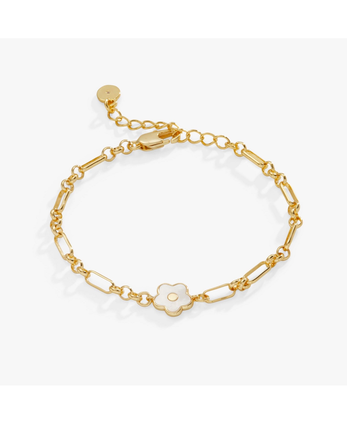 Mother Of Pearl Daisy Charm Chain Bracelet - White