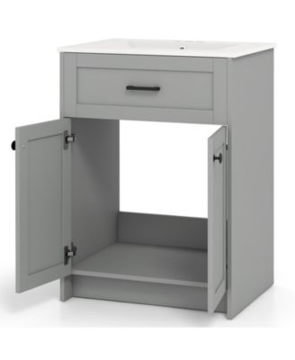 Bathroom Vanity Unit with Basin and Double Doors for Compact Storage