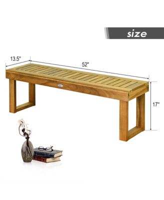 Acacia Wood Bench Dining Bench Patio Garden w/ Slatted Seat Indonesia Teak