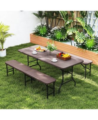 6 ft Plastic Folding Bench Portable Fold-in-Half Seat w/ 1320 LBS Capacity