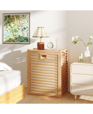 18 Gal Bamboo Tilt-out Laundry Hamper with Removable Fabric Bin