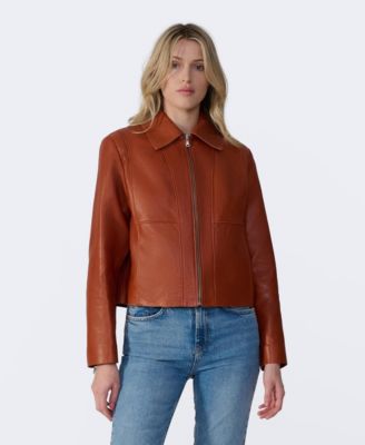 Women's Classic Leather Jacket, Created for Macy's
