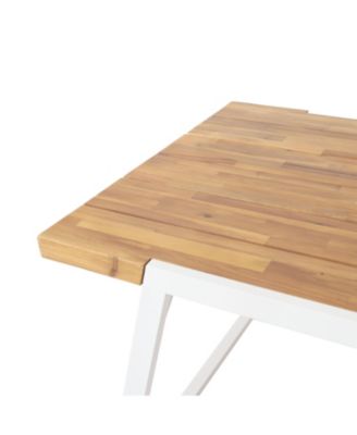 Streamdale Minimalist Chic Acacia Wood Slat Panel Dining Table