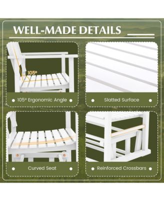 2 Seats Outdoor Glider Bench Poplar Wood Patio Swing Glider Loveseat Chair w/ Armrests