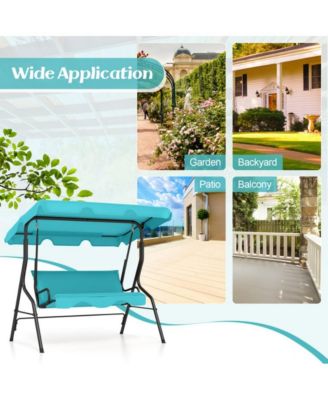 3 Seat Outdoor Patio Canopy Porch Swing with Cushioned Steel Frame