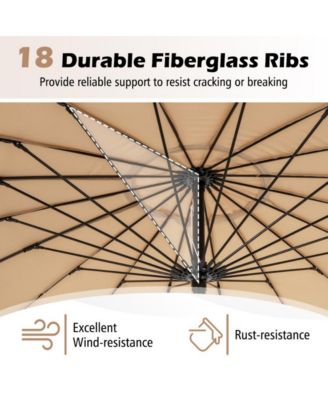 9 Feet Round Patio Umbrella with 18 Fiberglass Ribs