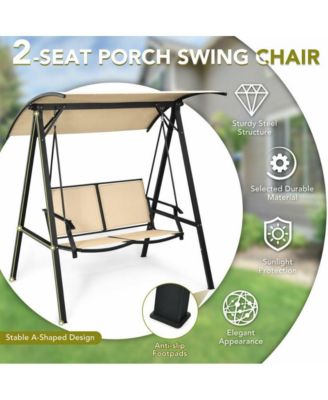 2 Person Patio Swing with Weather Resistant Glider and Adjustable Canopy