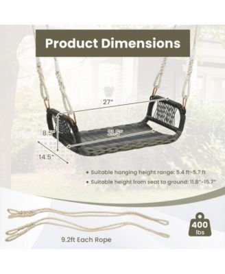 Wicker Porch Swing Seat with Cozy Armrests