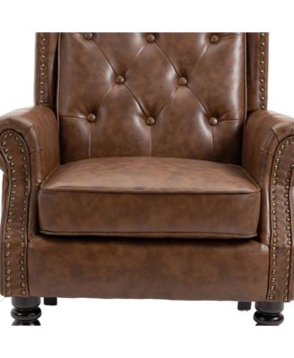 Pu Wood Frame Armchair, Modern Accent Chair Lounge Chair For Living Room