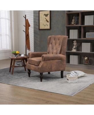 Pu Wood Frame Armchair, Modern Accent Chair Lounge Chair For Living Room