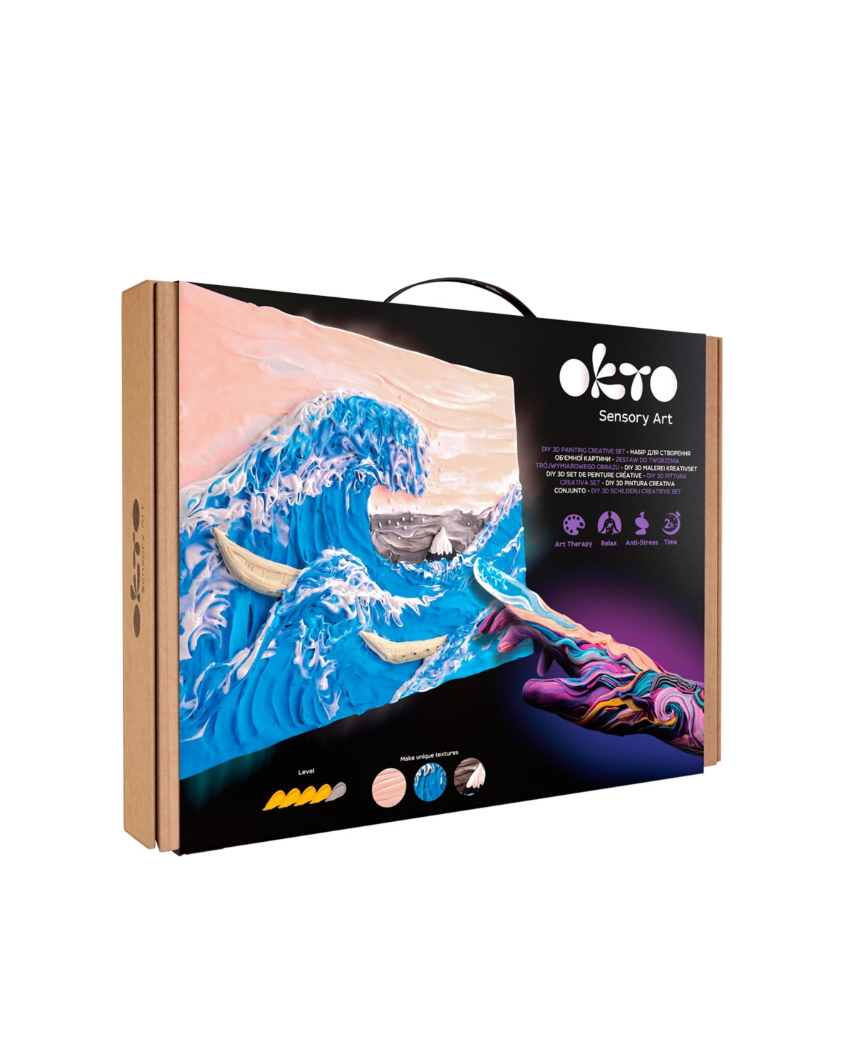 Okto Sensory Art 3D Painting "The Great Wave off Kanagawa" – 11.8" x 15.7" Canvas Kit