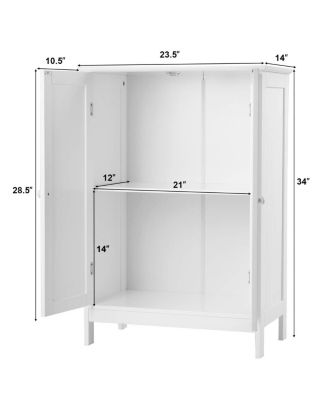 2-Door Free-Standing Bathroom Cabinet with Shelf