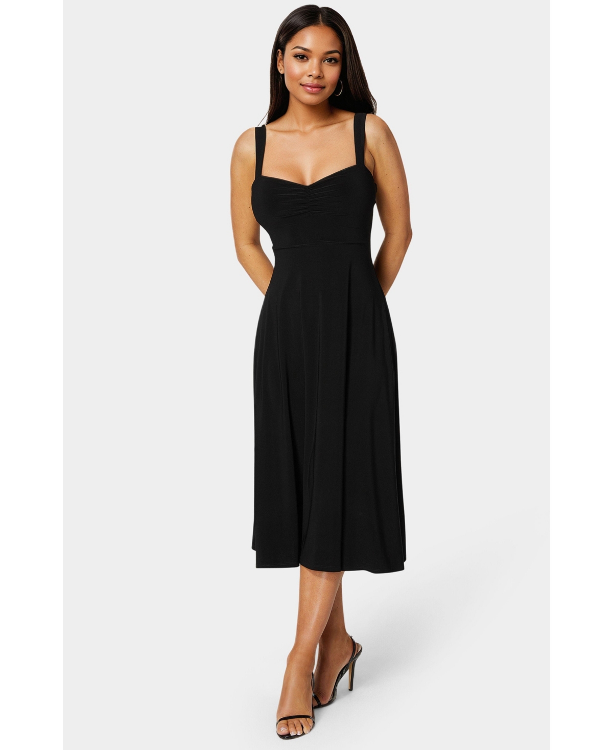Women's Sweetheart Fit and Flare Midi Dress - Blush butterfly