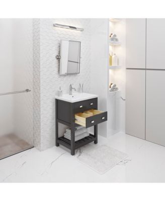 Viola 24 in. W Bath Vanity in Dark Espresso with Ceramic Vanity Top in White with Integrated White Basin