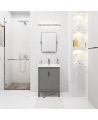 Elise 24.5&amp;#x22; x 18&amp;#x22; Wood Bath Vanity with White Ceramic Vanity Top and Basin