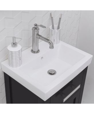 Mia 18&amp;#x22; Wood Bath Vanity with Ceramic Integrated White Basin Top