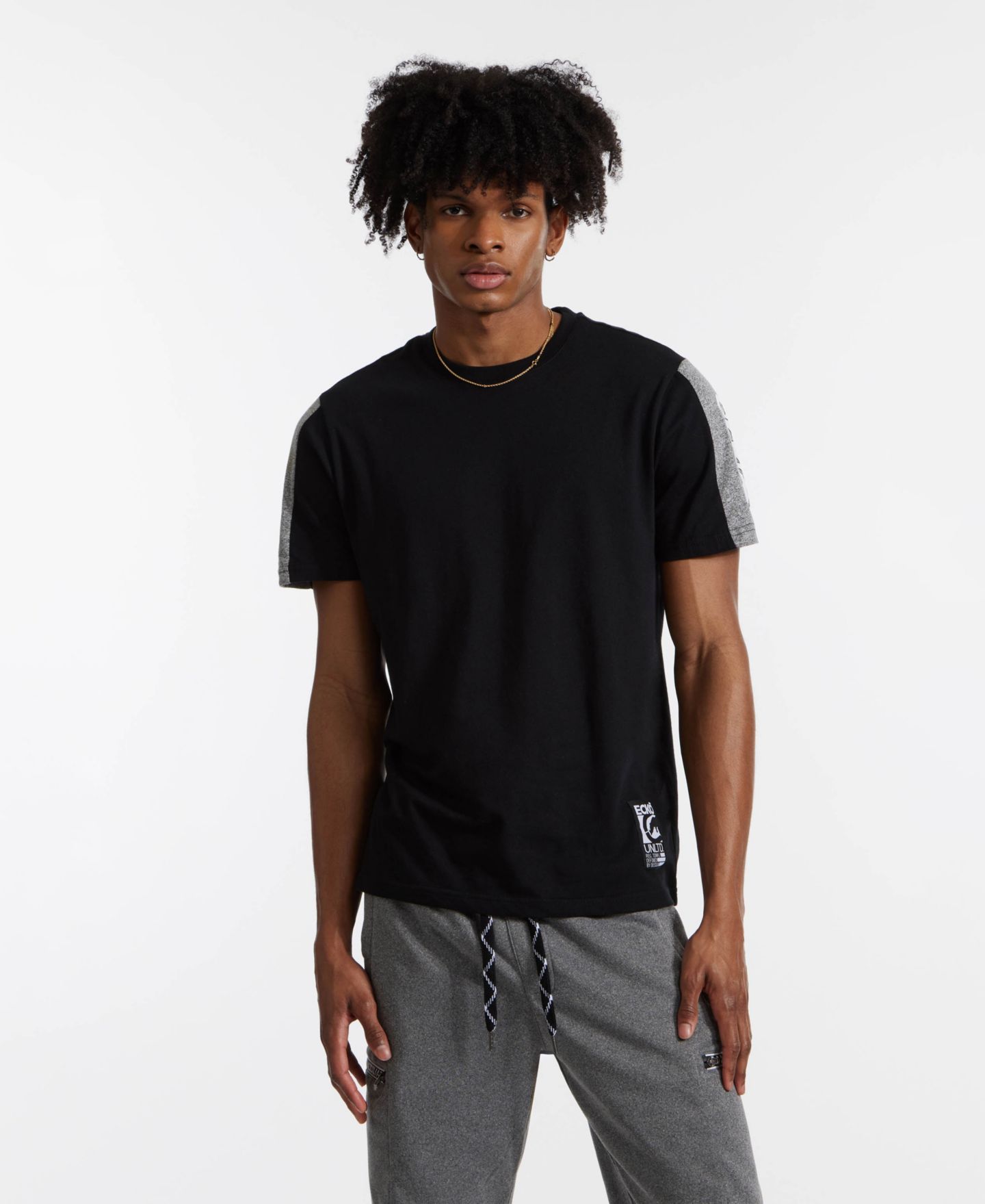 Мужская футболка Ecko Unltd Short Sleeve Contrast Knit, цвет: Чёрный — фото 1