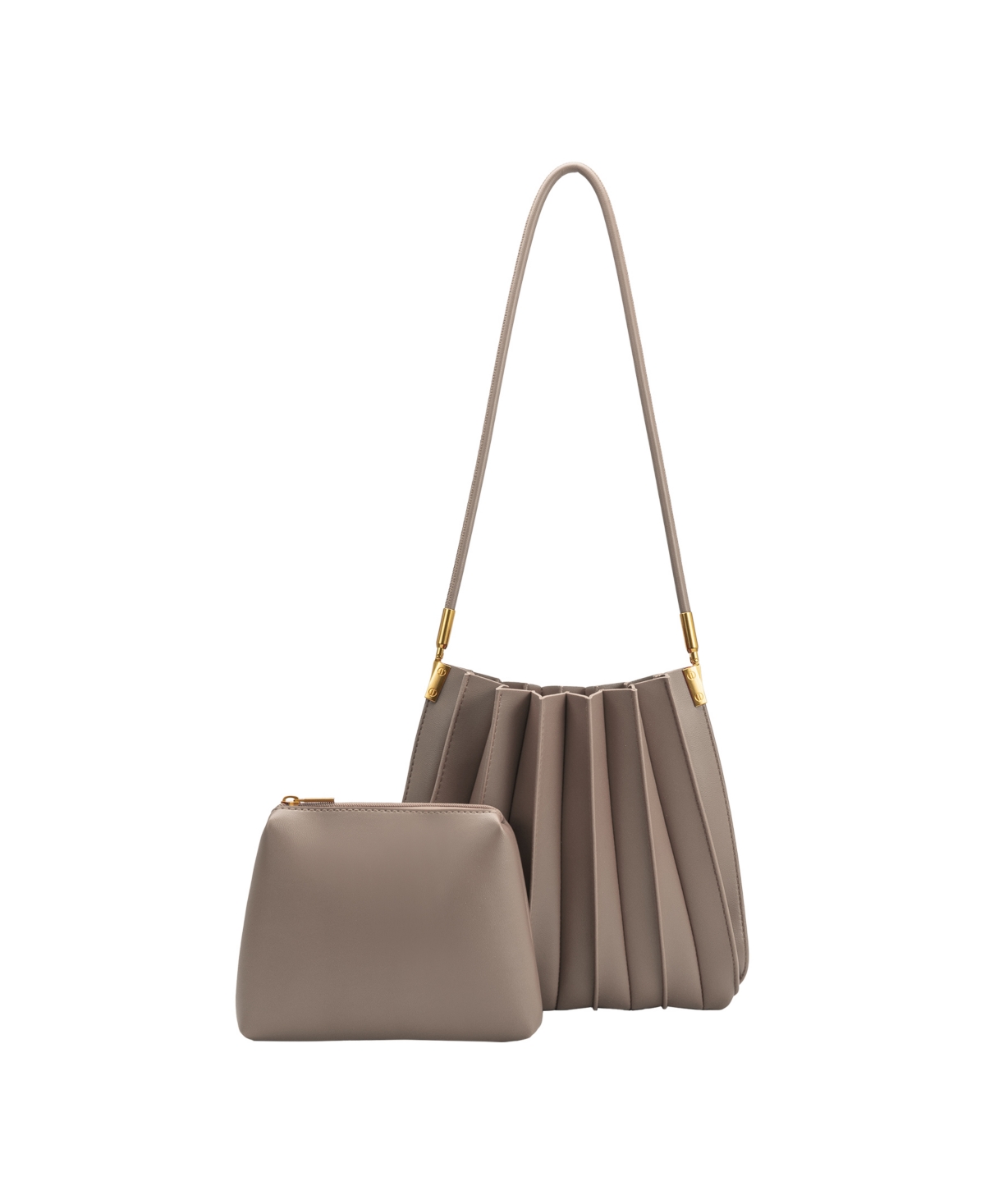 Carrie Pleated Small Shoulder Bag - Mushroom