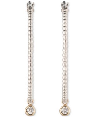 Two-Tone Cubic Zirconia Beaded Hoop Drop Earrings
