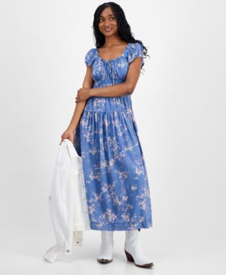 Women's Floral-Print Cinched-Waist Midi Dress