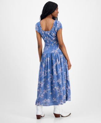 Women's Floral-Print Cinched-Waist Midi Dress