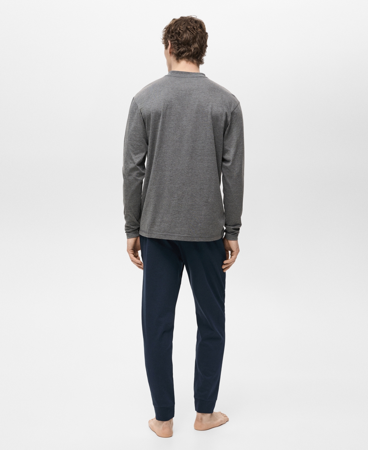 Mango Men's Cotton T-shirt And Pant Pajama Set In Gray
