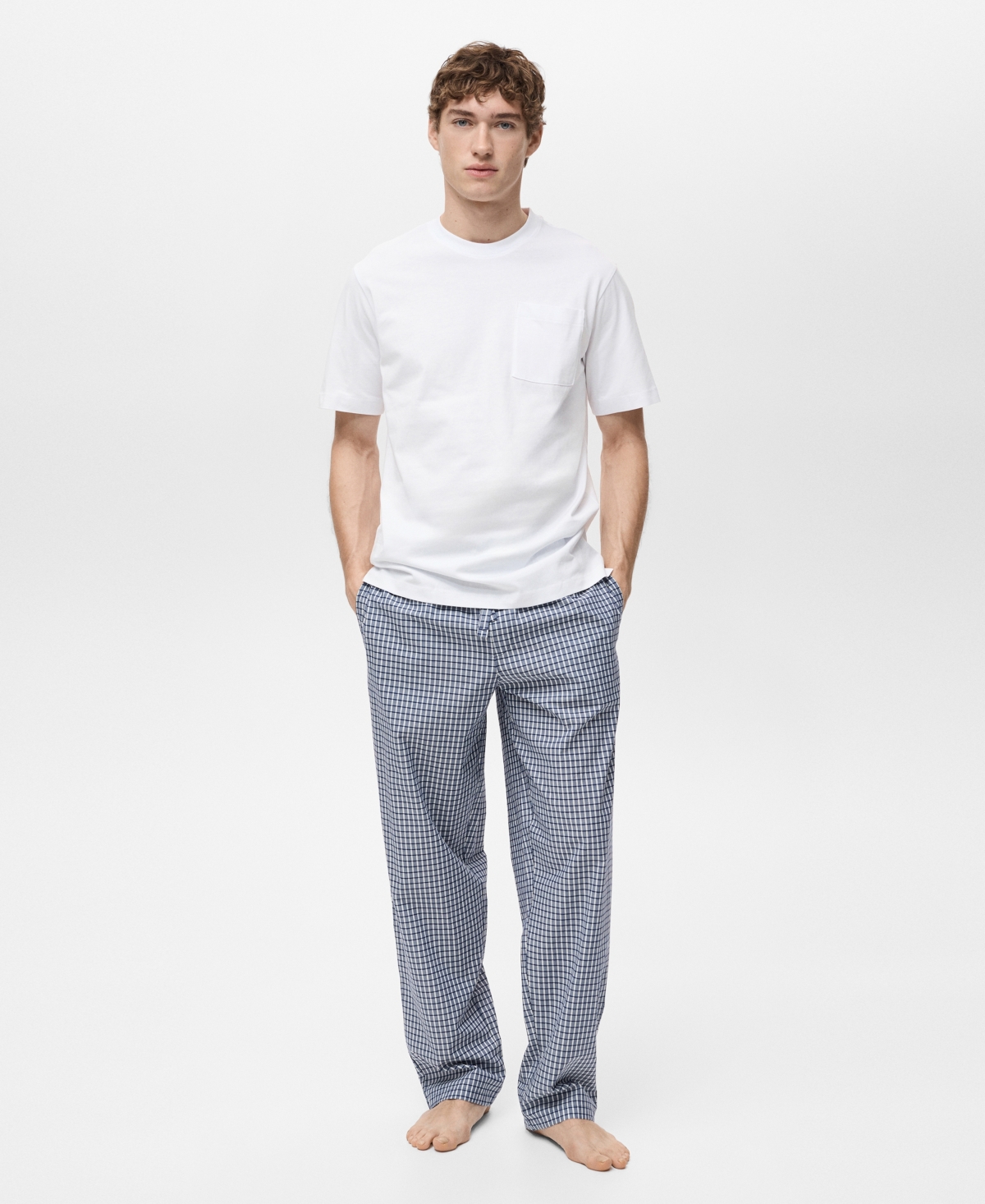 Mango Cotton Mix Textured T-shirt In White
