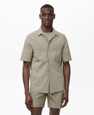 MANGO - Men's Pockets And Bowling Collar Shirt