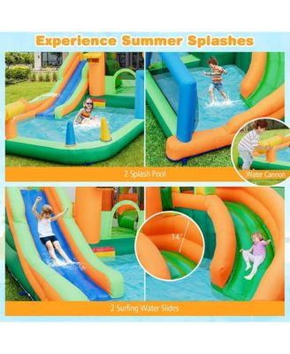 Kids Inflatable Water Slide Park w/735W Blower Basketball Rim Wet Dry Combo