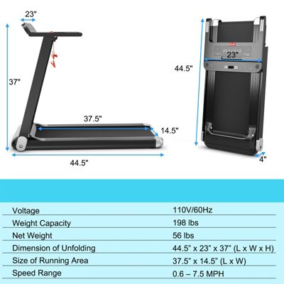 Folding Electric Compact Walking Treadmill with APP Control and Built-in Speaker Home Exercise Machine