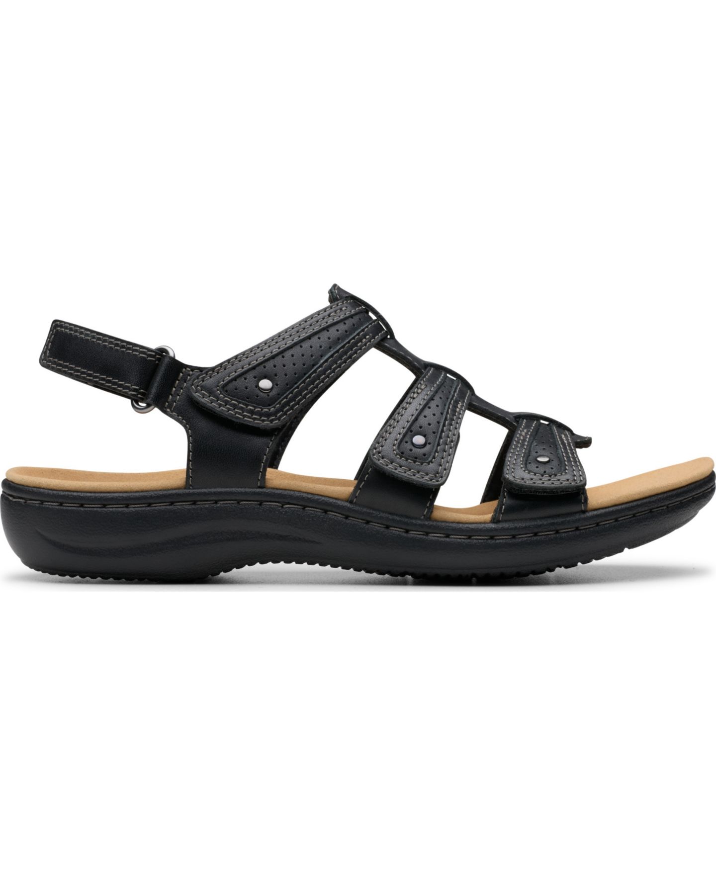 Женские сандалии Clarks Laurieann Ivy Rip Tape Casual, цвет: Чёрный кожаный — фото 2