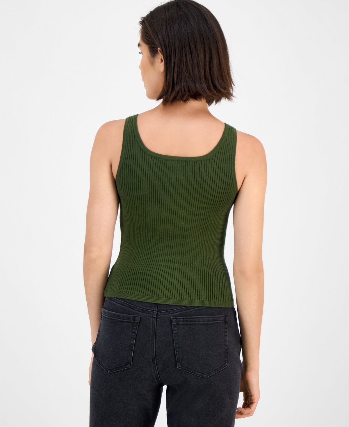 Bar Iii Women's Rib-knit Zip-front Sweater Tank Top, Exclusively At Macy's
