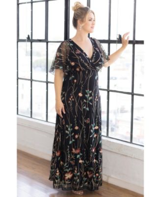 Plus Size Embroidered Elegance Evening Gown