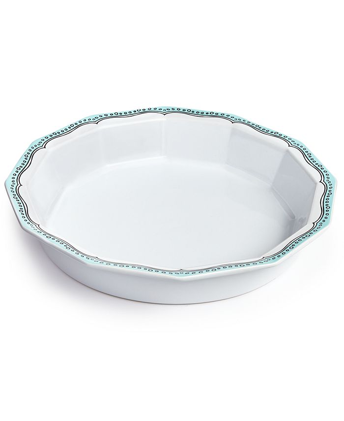Martha Stewart Collection - Whim Mint Embroidery Ceramic 9" Pie Plate